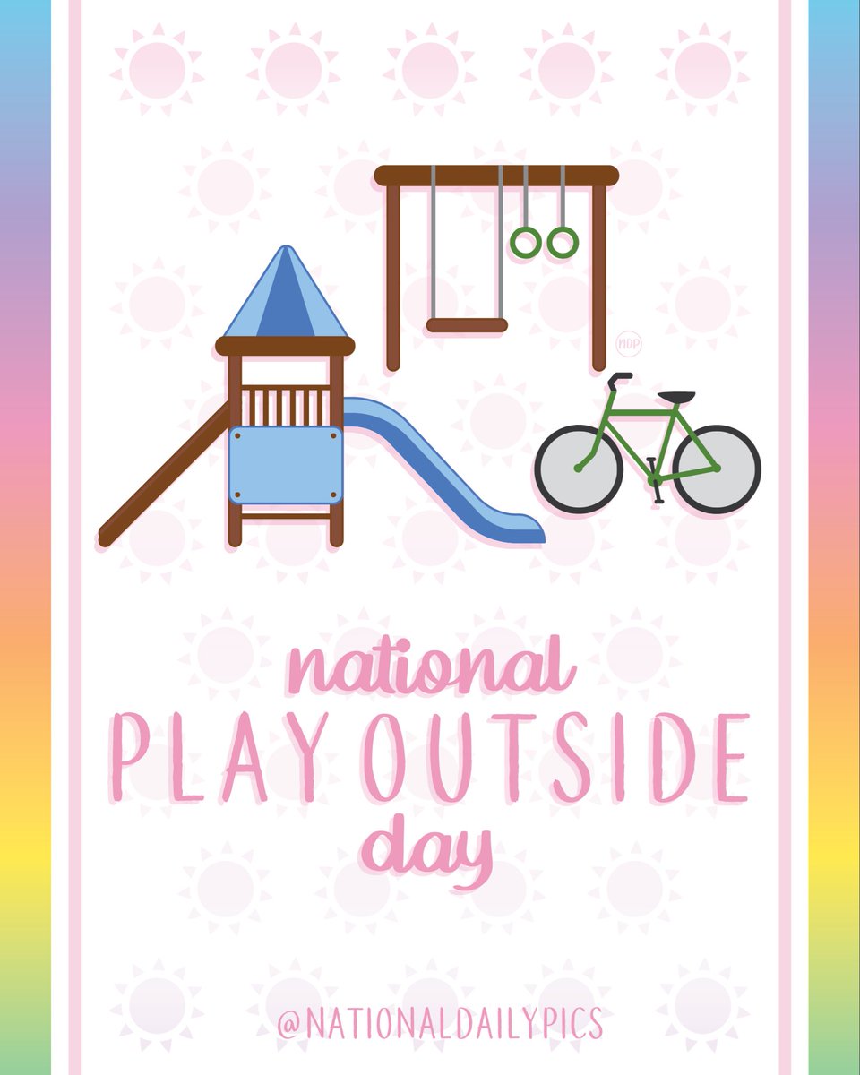 NationalDayPics's tweet image. Happy National Play Outside Day! 🚲

Fun Fact: Aaron Wiggans and Rhonda D. Abeyta founded #NationalPlayOutsideDay in 2011!

💖💖Follow @NationalDailyPics on instagram for more!💖💖

#PlayOutsideDay #NationalPlayOutsideDay2025 #PlayOutsideDay2025 #NationalDailyPics