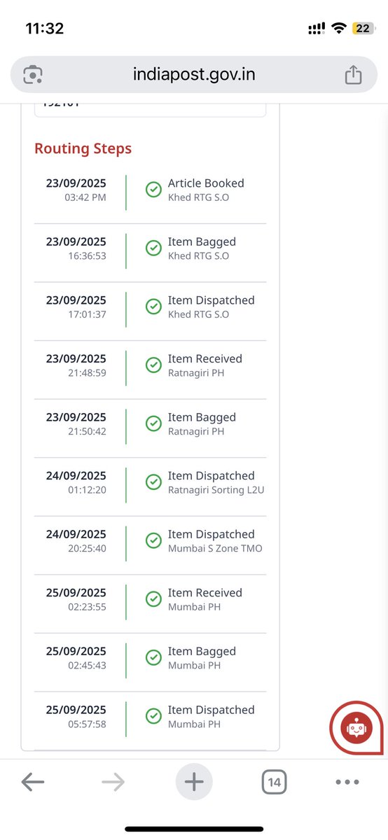 SahirShafat's tweet photo. Similarly, this package having tracking id  CM727874341IN is also stagnant in Mumbai since 25th of September and hasn’t been shipped from there
@IndiaPostOffice https://t.co/0eEeNZgoMQ