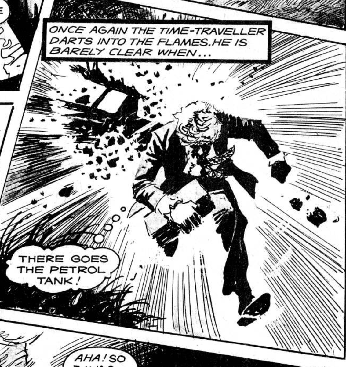 _Finks__'s tweet image. The 1974 #DoctorWho comic &quot;The Metal Eaters&quot; has villains that are a little less suave than The Master. but it also has this epic action panel.