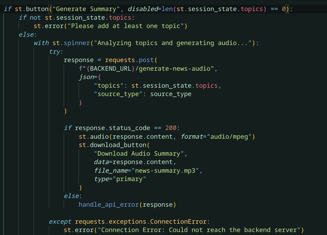 jyotipokhrel22's tweet photo. #LUD7
Today I worked on the frontend of the AI Journalist project in Streamlit.
> Topic management with session state
> Source selection: news, reddit
> Connected backend API for audio summaries
>Handled API errors
#LearningUtsav2025 #FestivalOfLearning #Streamlit
@learning_utsav https://t.co/tw5Olhq4sc
