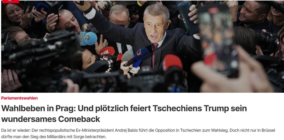 Es ist auffällig wie leise unsere Medien mit Nachricht sind. Babis hat schon angekündigt, dass es keine Unterstützung für den UKR Krieg mehr geben wird. Das dürfte einigen NICHT schmecken.
focus.de/politik/tschec…