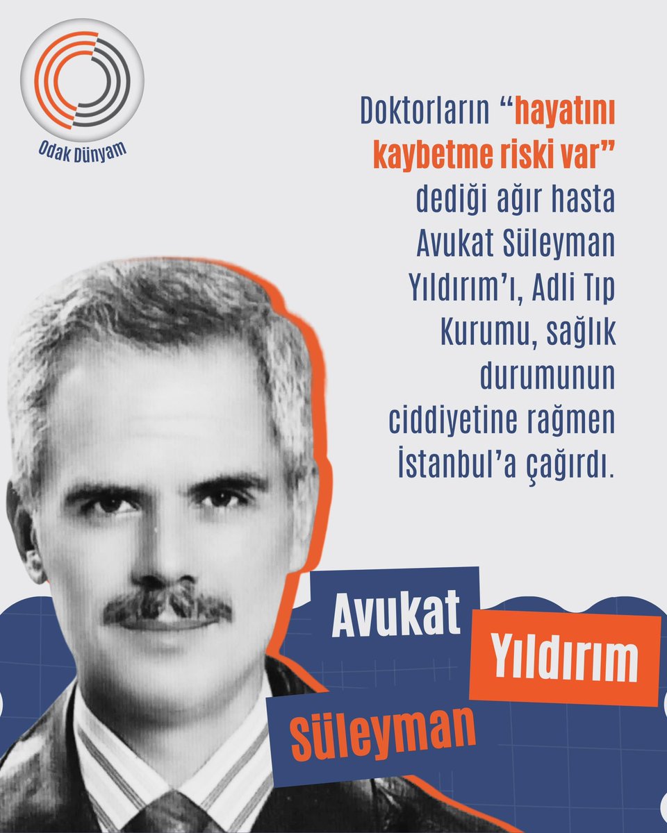 Yusufbatur68's tweet image. Ağır hasta Av. Süleyman Yıldırım yoğun bakımda!
Doktorların “hayatını kaybetme riski var” raporlarına rağmen tahliye edilmedi.
Adalet yaşam hakkını görmezden geliyor.

TutukluAvukat YoğunBakımda