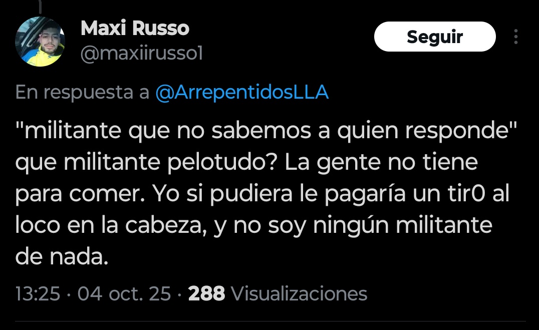 DoomSoldier's tweet image. Hola @PatoBullrich Te dejo un comentario de unos de los militantes de amor
x.com/maxiirusso1/st…