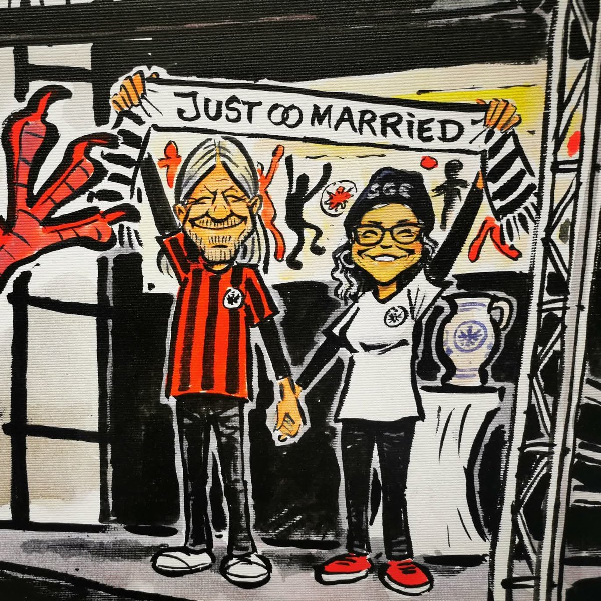 Wenn es schon keine Punkte gab ...trotzdem positiv ins Restwochenende: Pia &amp; Beve haben kürzlich geheiratet. HERZLICHEN GLÜCKWUNSCH 🦅
<a href="/Eintracht/">Eintracht Frankfurt</a>