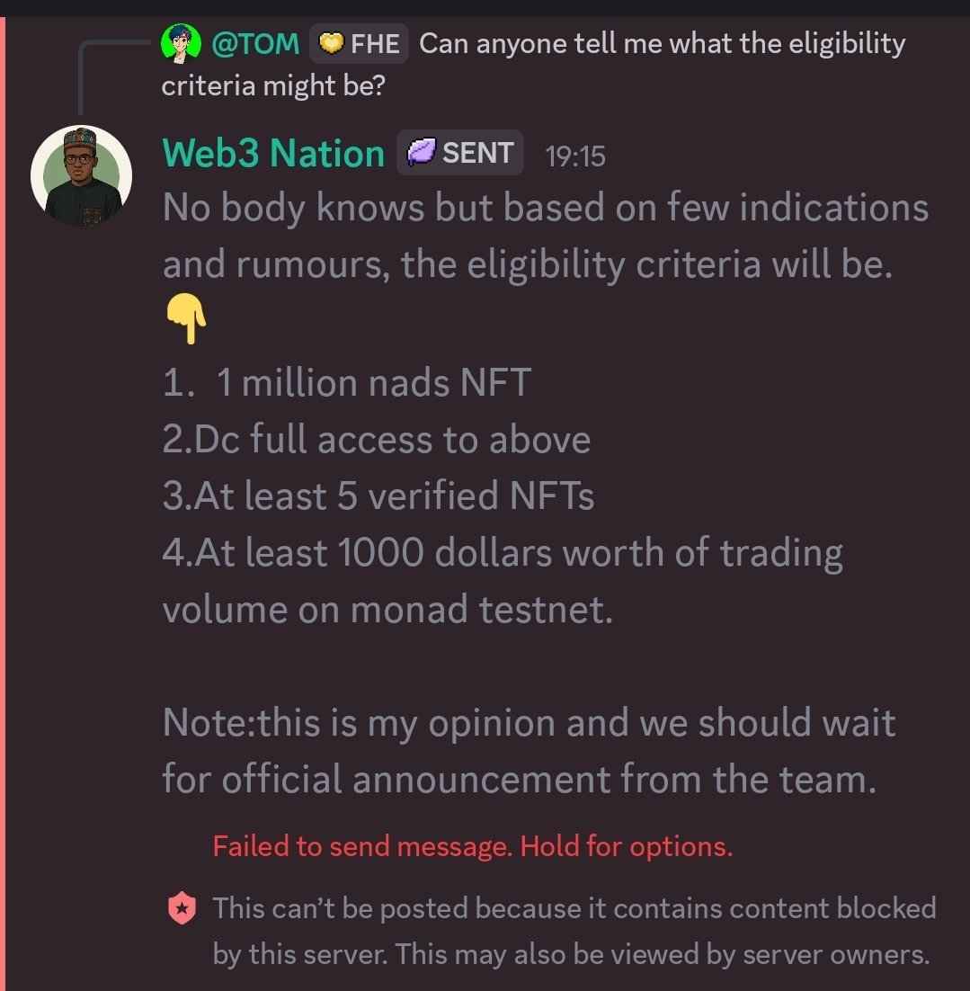 Ahmed__web3's tweet image. I got this issue on DC Almost every day i chat in @monad DC.

Maybe i will switch to telegram.