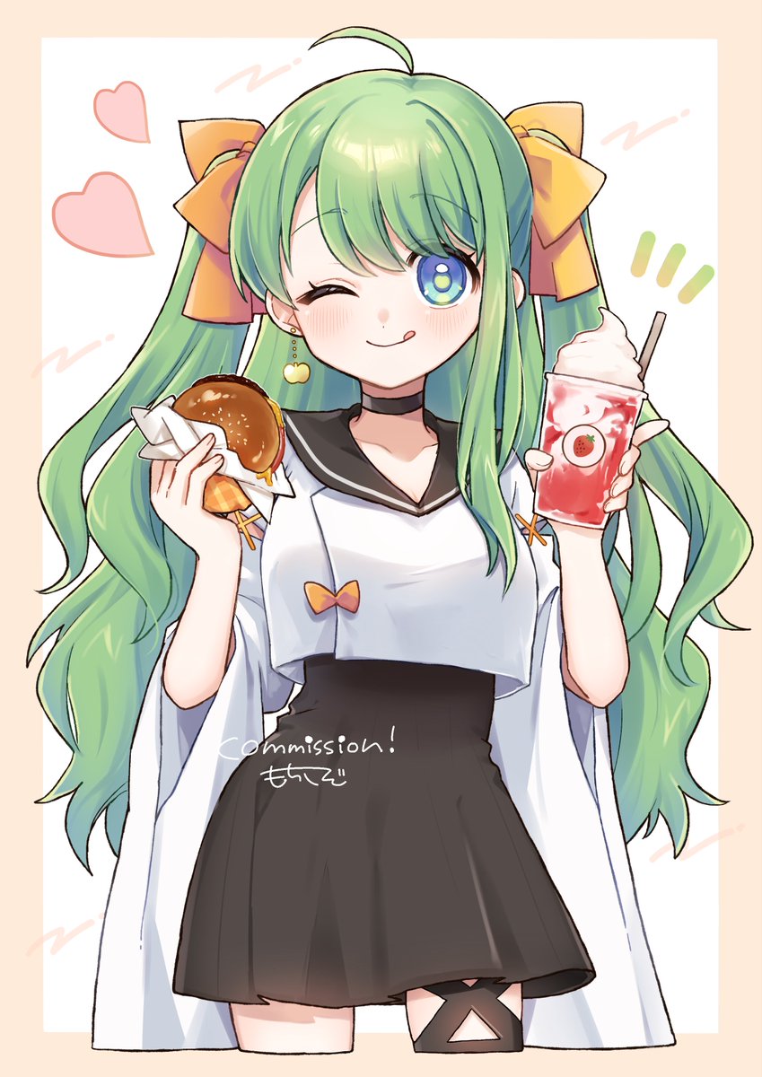 🌸commission🌸
梨野いずみ様(#izumigame1003)の1枚絵💚
食いしん坊キャラ(？)をイメージした1枚となってます！