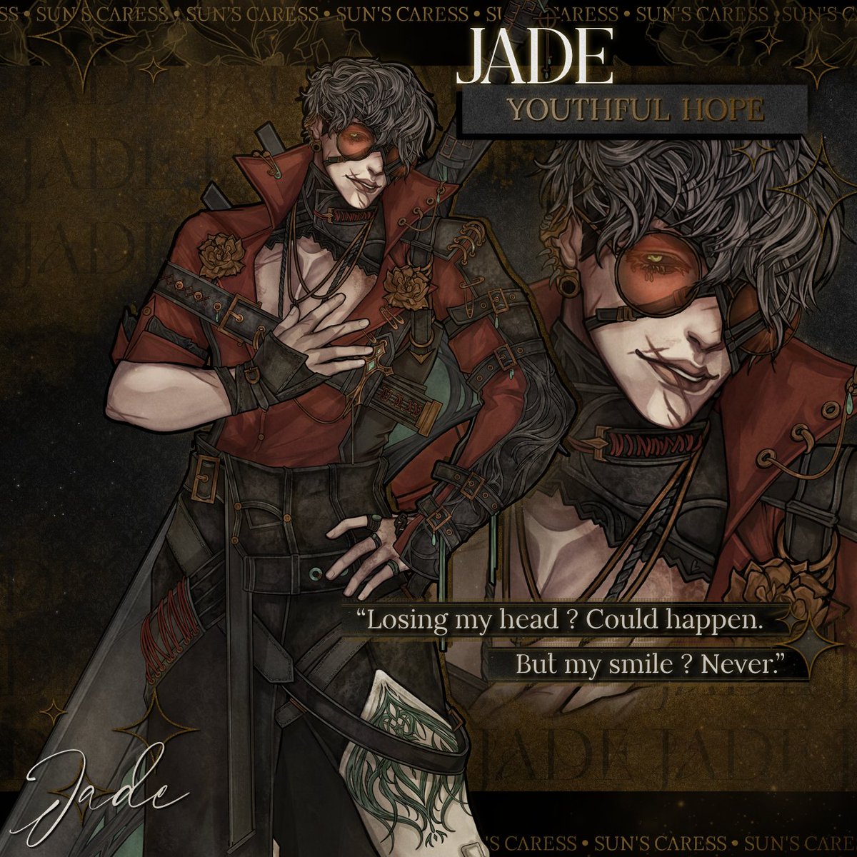Our bad boy Jade has been the most popular love interest so far and I can't say I'm surprised at all.🤭

#otometwt #visualnovel #indiegame