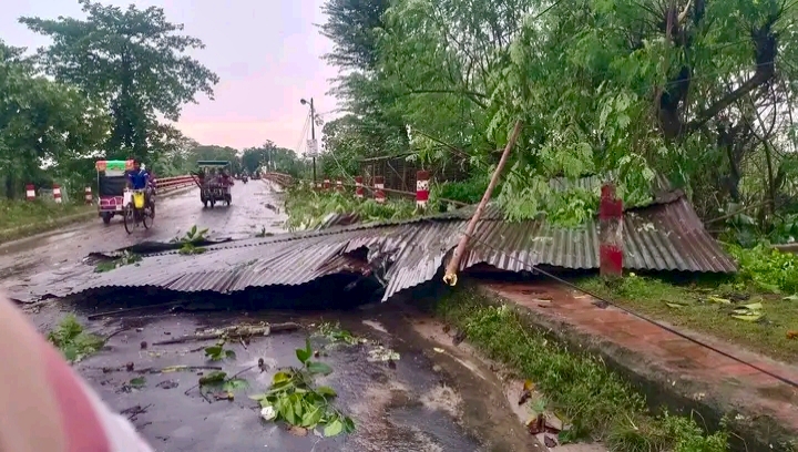 নওগাঁয় হঠাৎ ঝড়ে ঘরবাড়ি-দোকানপাট লণ্ডভণ্ড, কৃষকের মৃত্যু