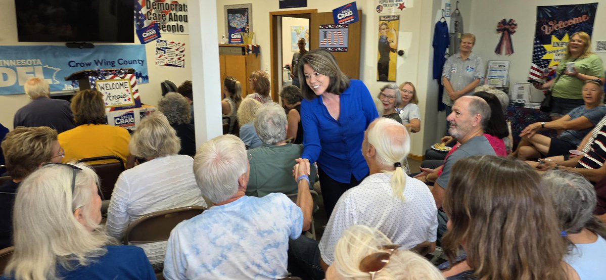 AngieCraigMN's tweet image. Folks want to know one thing: who are you fighting for? I’m fighting for the millions of Minnesotans who want their elected leaders to stand up to this administration. Thank you to everyone in Brainerd who came out today!