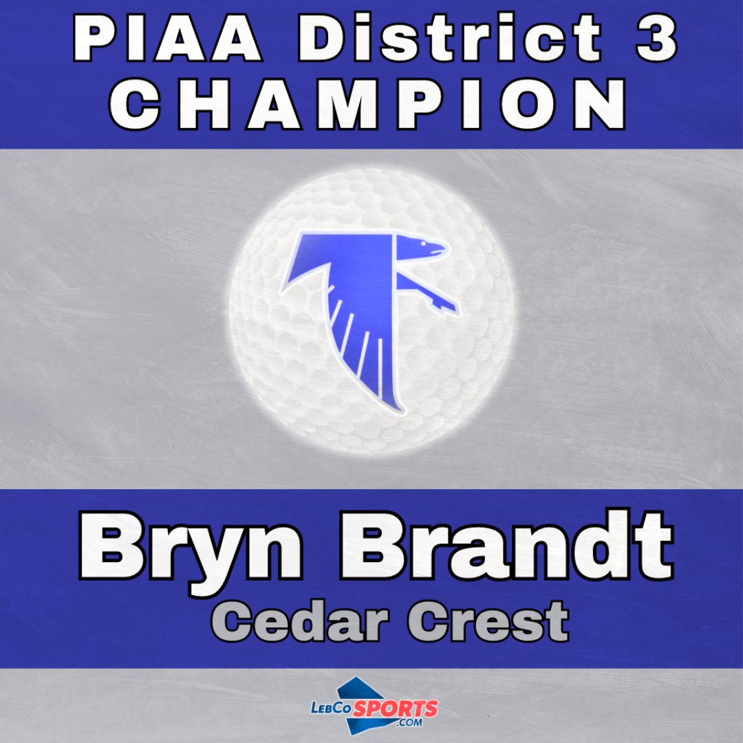 🏆 She did it! 🏆

Cedar Crest’s Bryn Brandt is your District 3 AAA Girls Golf Champion!

The talented freshman shot +3 through 36 holes, finishing three strokes ahead of the field.

Congrat, Bryn — what an incredible accomplishment in your young career!!!