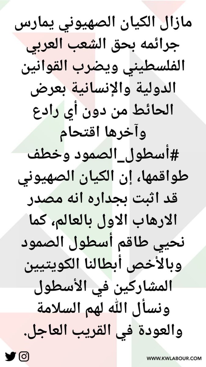 KwLabour's tweet image. نحيي أبطال #أسطول_الصمود_العالمي ونسأل الله العودة والسلامة لهم في القريب العاجل.

#التجمع_العمالي
#غزة
#الكويت