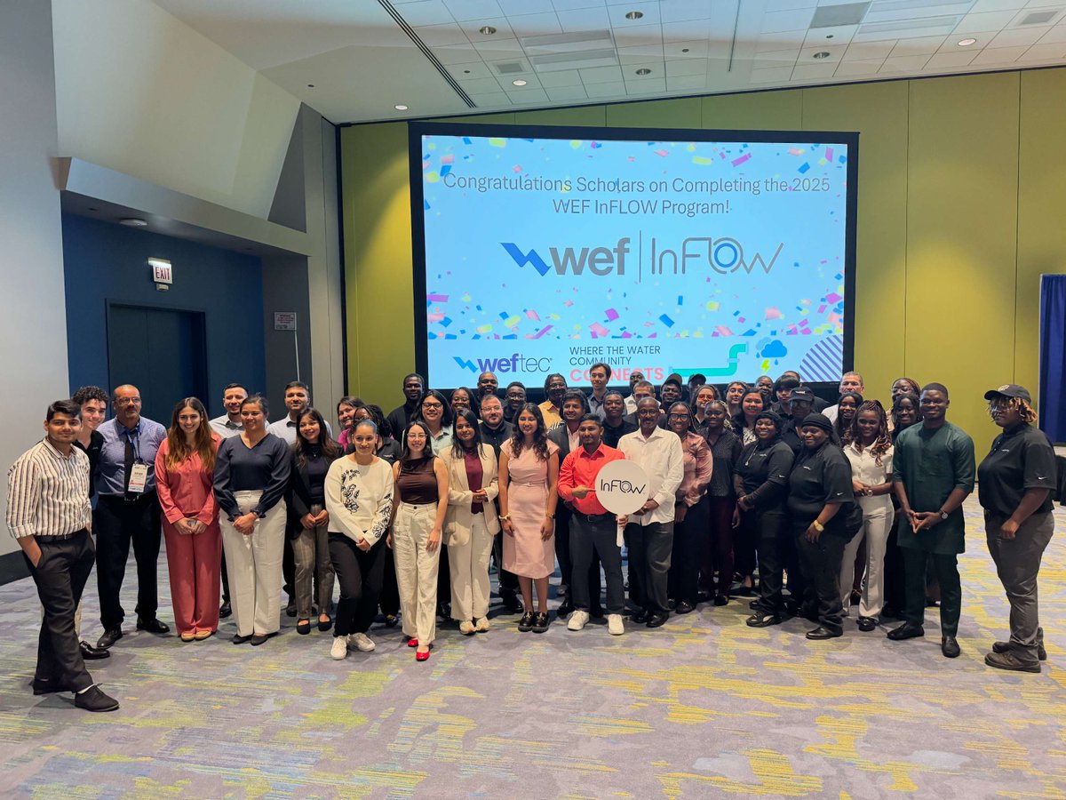 WEForg's tweet image. 👏 49 students completed the InFLOW 2025 program at #WEFTEC25! 🌊 32 scholars joined through STEMpath (27 colleges &amp;amp; universities) and 18 through CareerTech with Greencorps Chicago—building the future #waterworkforce. #InFLOW #WaterWorkforce