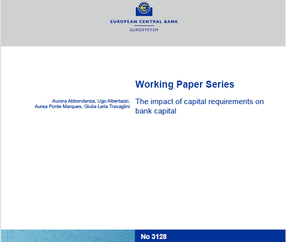 📢New ECB Working Paper (No 3128): “The impact of capital requirements on bank capital” by <a href="/AuriAbbondanza/">Aurora Abbondanza</a> , Albertazzi, <a href="/MarquesAur34695/">Aurea Ponte Marques</a>  &amp; Travaglini. 
💡ecb.europa.eu/pub/pdf/scpwps…
#Banking #ECB #FinancialRegulation #FinancialStability