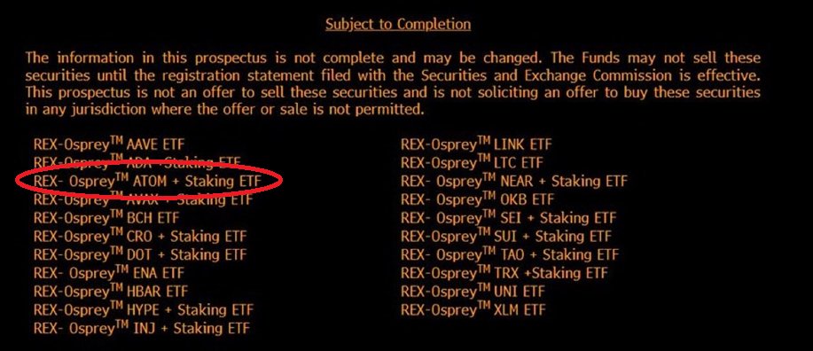 $ATOM ETF IS COMING! 🚀

REX-OSPREY has just filed for a $ATOM ETF + staking ETF! 👀

It’s not approved yet, but we’re closer than ever. 🔥

This is huge news that could change a lot for the Cosmos ecosystem.

Funny how some people laughed when I mentioned this not long ago… and
