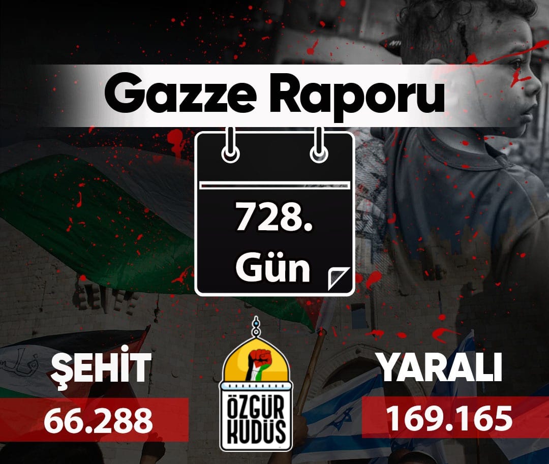 *SOYKIRIMIN 728. GÜNÜ* ❗️

Gazze Sağlık Bakanlığı:

"İşgalin saldırılarında şehit olanların sayısı 66 bin 288'e, yaralananların sayısı ise 169 bin 165'e yükseldi."
#sumudforGazza