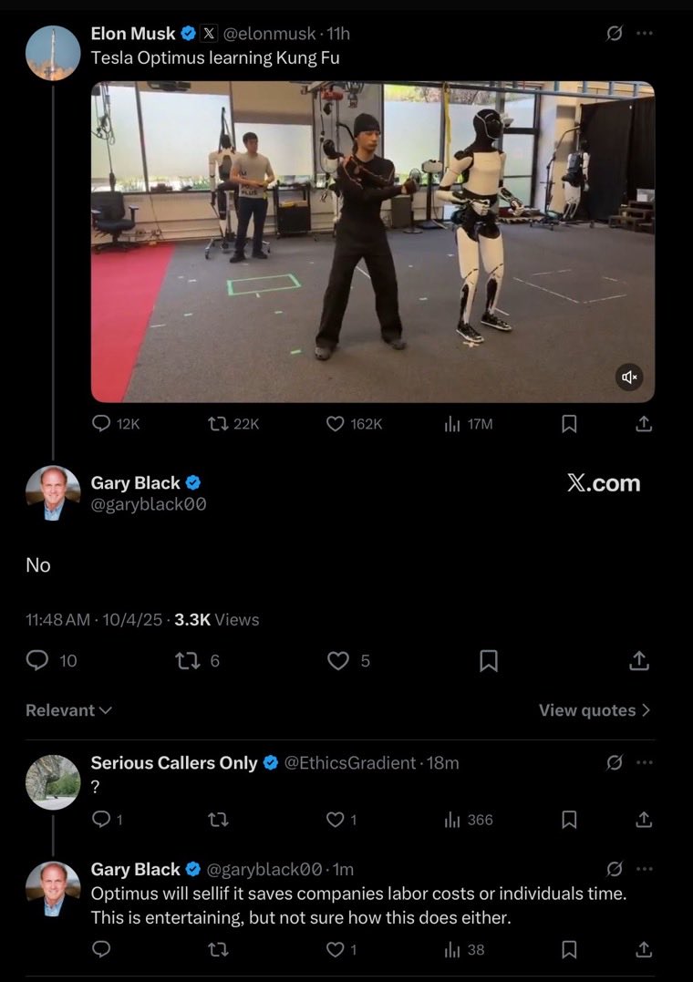 wholemars's tweet photo. Good thing you sold at $350 and don’t have to own any of this useless humanoid robot stuff! 😂 https://t.co/TUc6Fq4q99
