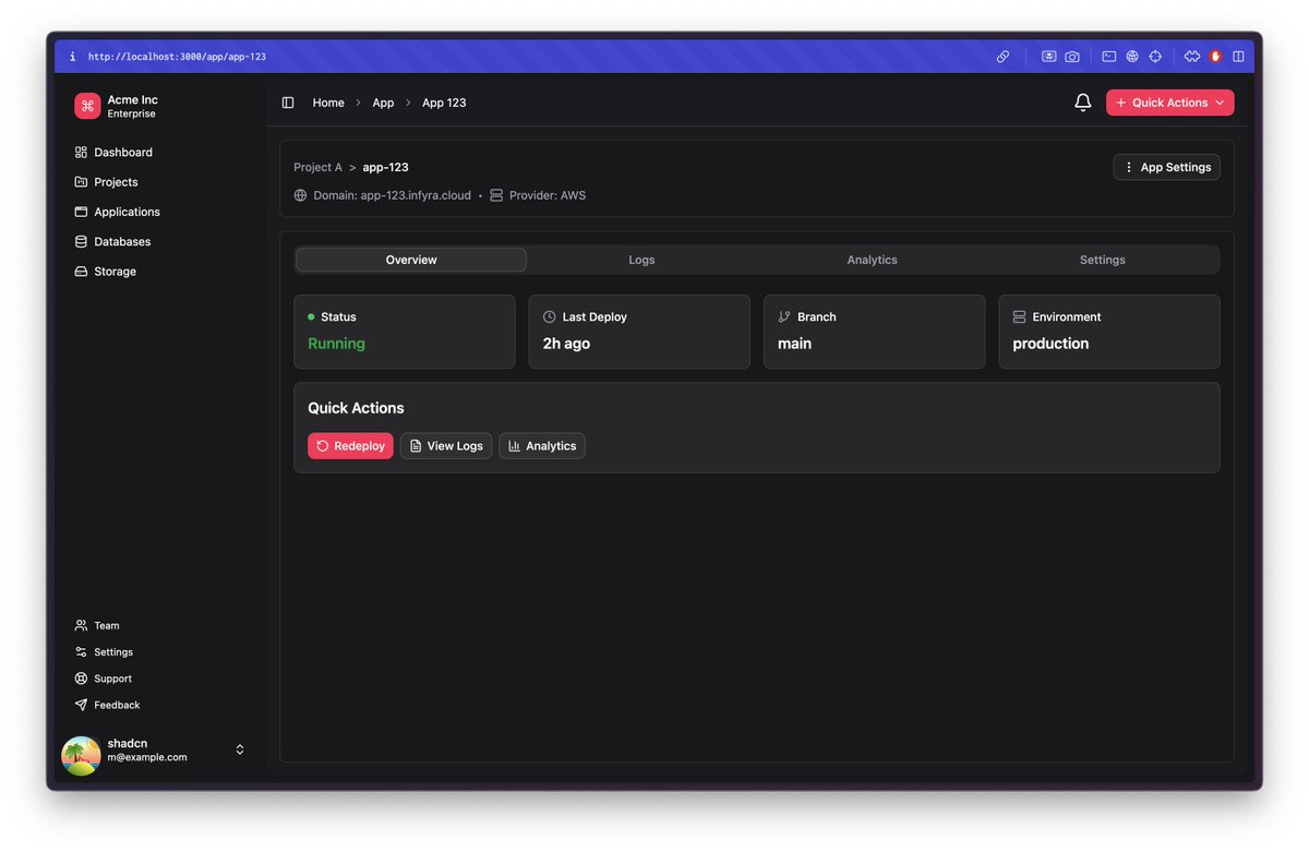 _bikramjeet's tweet photo. Day 4 of building https://t.co/URucLnD5ws.
Made a few dashboard, app/appId, storage/storageId, db/dbId
Feedbacks are welcomed :)
#buildinpublic #tech #cloudinfra #infrastructure #infia #techindia https://t.co/UkyvxpEgb2