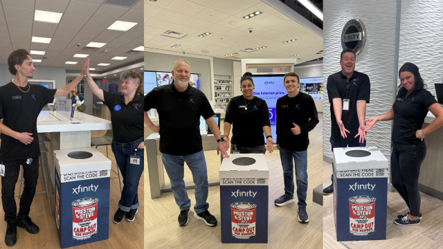 📢 Comcast employees are proud to support the Preston &amp; Steve Show’s Camp Out for Hunger food drive, benefiting Philabundance! Drop off non-perishable food donations at your local Xfinity Store now through Nov. 5. Learn more: #IWorkForComcast comca.st/3ISihyK