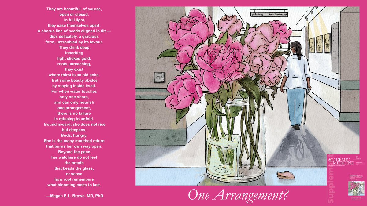 DocsWith's tweet image. Have you checked out the @AcadMedJournal Supplement on Disability Inclusion in UME  yet?

Today we highlight something truly special — “One Arrangement?”, a stunning poem by Megan E.L. Brown, with artwork by Kaitlyn Ripaldi.

🌸 Read more: bit.ly/OneArrangement

#MedEd