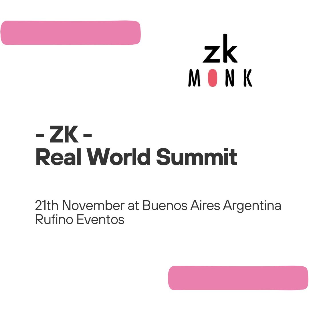 zk_monk's tweet image. 📍 You&apos;re in Buenos Aires on November 21st!

Join us at the ZK Real World Summit, a free event for the #zk community, just 7 minutes away from #Devconnect!

🔗 Register: luma.com/m2czgwue
➡️ More info: zkmonk.org/devconnect-sum…