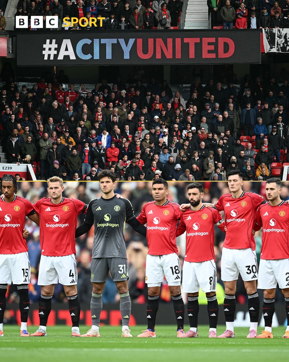 There was a minute's silence before kick-off at Old Trafford to honour the victims of Thursday's horrific terrorist attack in the city. 

Both sets of players are wearing black armbands.