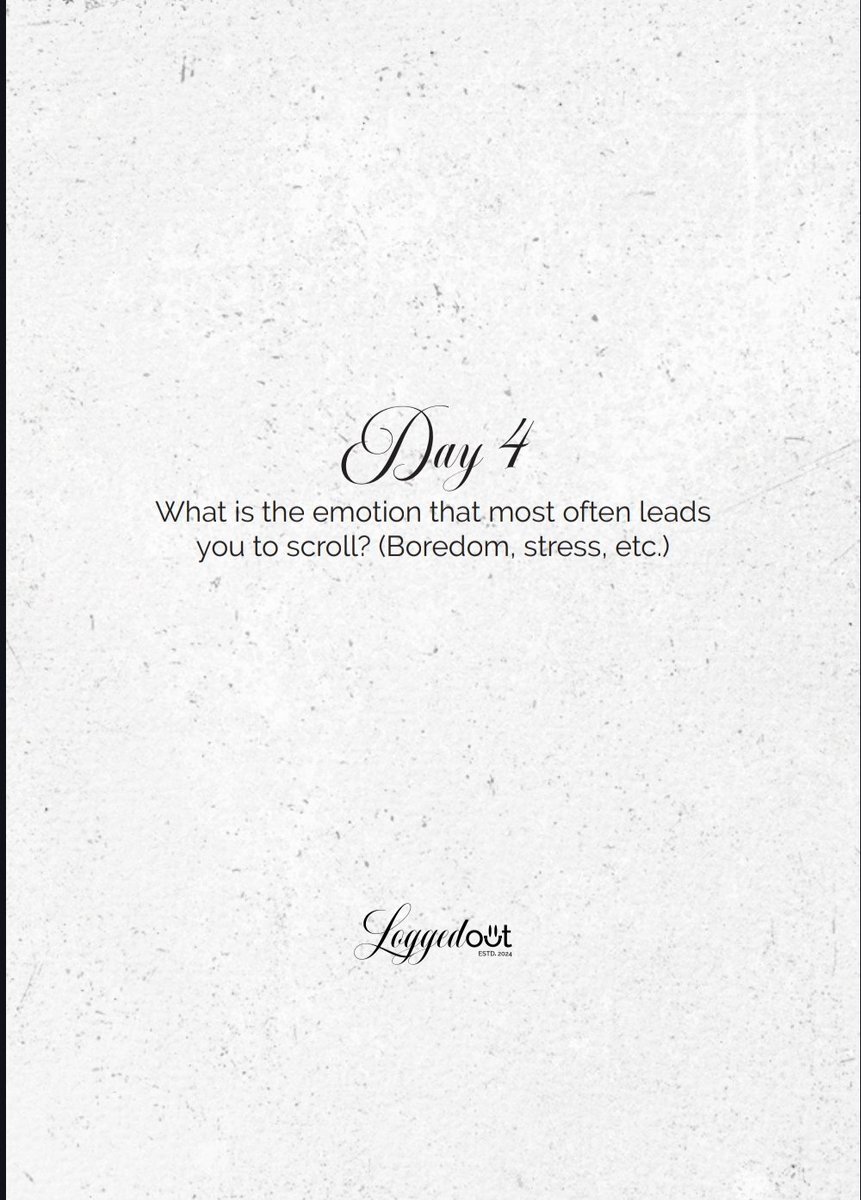 loggedoutcircle's tweet photo. It's Day 4 of our 30-day self-reflection journey.

And we have a very interesting question today.

Why do we often scroll mindlessly?

Is it because we get bored, or is it to cope with stress?

Share your thoughts with us in the community:
https://t.co/ToZPxDt55x https://t.co/u11zlvggrF