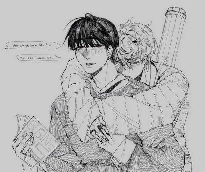 business x art major au
stress from exams can be cure(d) with one big hug
 #ivantill #ivti #alnst 