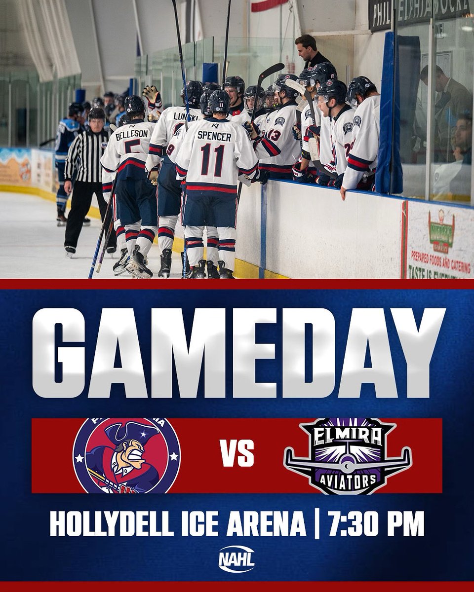 PhillyRebels's tweet photo. Round 2 at Hollydell! 

Rebels look to keep it rolling tonight vs. the Aviators #RebelUp

🆚 Elmira 
⏰ 7:30 PM EST
📍Hollydell Ice Arena
🎟️: $5 Adults, Kids Free 
📺: https://t.co/AAAlfvADpa https://t.co/io8OrNTdwT