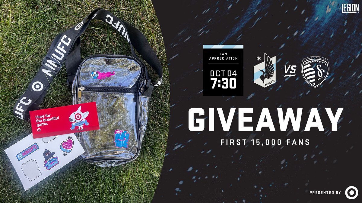 This is your sign to show up early tonight.

The first 15,000 fans through the gates will get a clear MNUFC bag with some goodies inside, courtesy of <a href="/Target/">Target</a>!