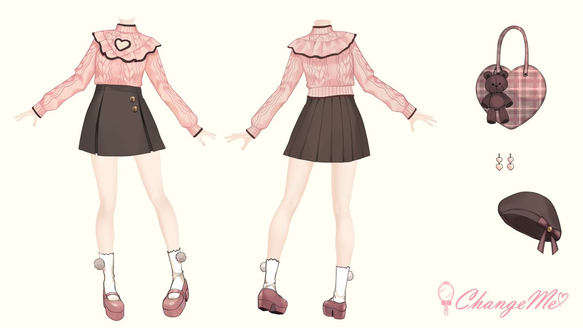 v_changeme's tweet photo. ChangeMe2年ぶりの新作❢
10月末～11月販売予定のデザインを公開✨
これからの季節にかかせないニット＆コートのコーデ。

【対応予定アバター💖】
しなの/マヌカ/ミルティナ/ショコラ&amp;シフォン/愛莉/ しらつめ 等 

進捗は後日お知らせします😌
#VRChat #v_changeme https://t.co/sMzI5WCUoc
