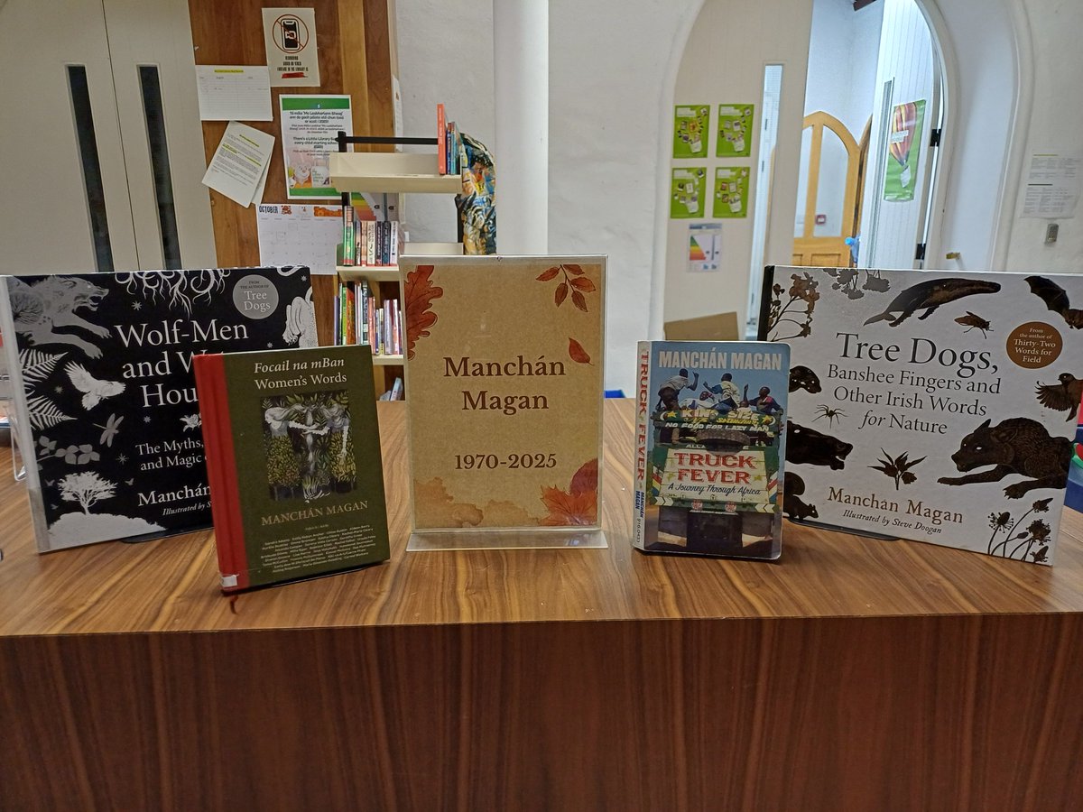 fingallibraries's tweet photo. We have put up a display of books in tribute to Manchán Magan from all of us in Rush Library. Ar dheis Dé go raibh a anam.
#FingalLibraries #RushLibrary # ManchánMagan https://t.co/R0pxc0cSZF