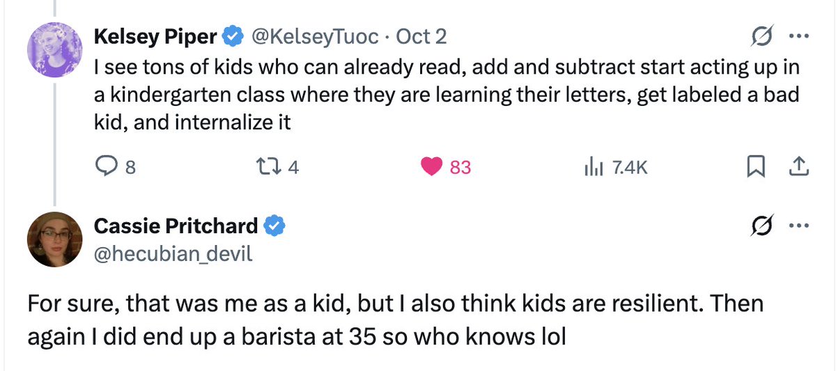 We need to stop behaving as if excellence requires permission.
The phrase “kids are resilient” is only used when someone points out that holding gifted kids back is harmful. Imagine the outrage if that same excuse were used to dismiss any other form of mistreatment.