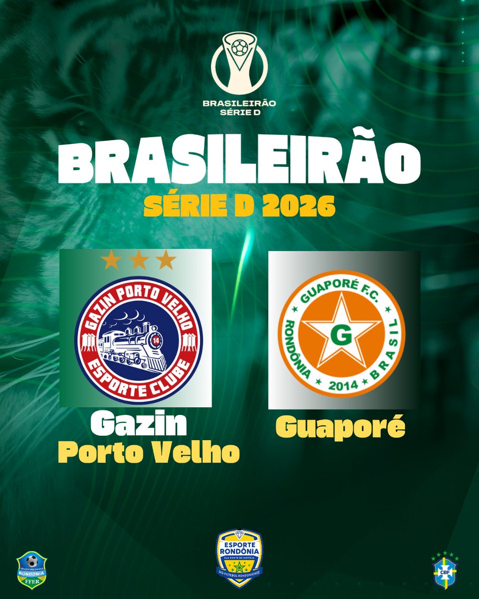 EsporteRondonia's tweet photo. O futebol rondoniense ganha mais espaço nacional!
A Federação de Futebol Do Estado De Rondônia conquistou duas vagas na Série D 2026.
👉 Gazin Porto Velho e Guaporé representarão Rondônia no Brasileirão! 💪⚽
#BrasileirãoSérieD #FFER #FutebolRondoniense #Rondônia #CBF https://t.co/7aFXPJrZSk