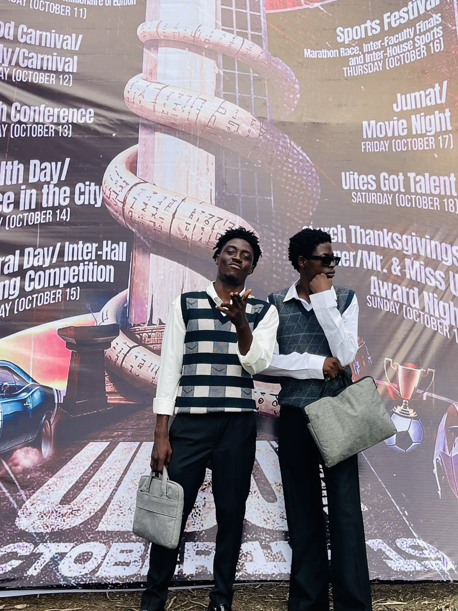 teepharsh_e's tweet photo. The Ivory Fest spirit is here!!  Pulled up with @Hazlo_tu_mism0 to rep the banner. Big shoutout to @studentsunionui for turning UI into festival grounds. This Union Week is history in the making don’t miss it, make sure you’re there!!!
#AuspiciousTimes #TheIvoryFest #UISUWeek25 https://t.co/H55pZV967h
