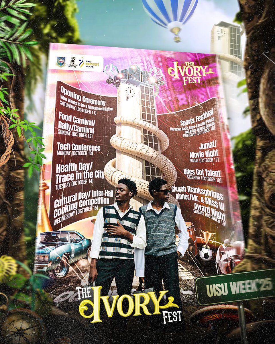 teepharsh_e's tweet photo. The Ivory Fest spirit is here!!  Pulled up with @Hazlo_tu_mism0 to rep the banner. Big shoutout to @studentsunionui for turning UI into festival grounds. This Union Week is history in the making don’t miss it, make sure you’re there!!!
#AuspiciousTimes #TheIvoryFest #UISUWeek25 https://t.co/H55pZV967h