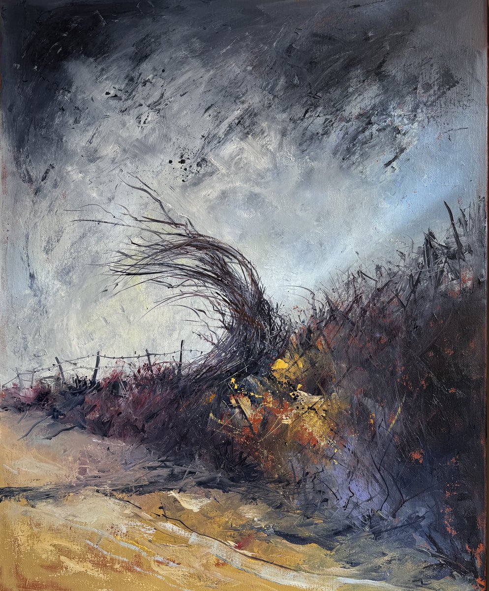 staithesartist's tweet image. #WIP #Hawthorn Still quite a bit of work needed on the tree. Waiting for #oilpaint to dry #artistslife #landscape #atmospheric #drama #storm 24x32”
