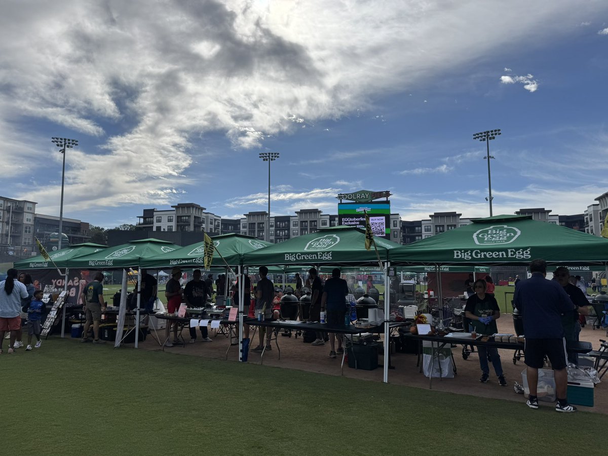 Good morning from Eggtoberfest!

Come see us at booth 44. Sausage mac&amp;cheese and smoked queso on the egg now.