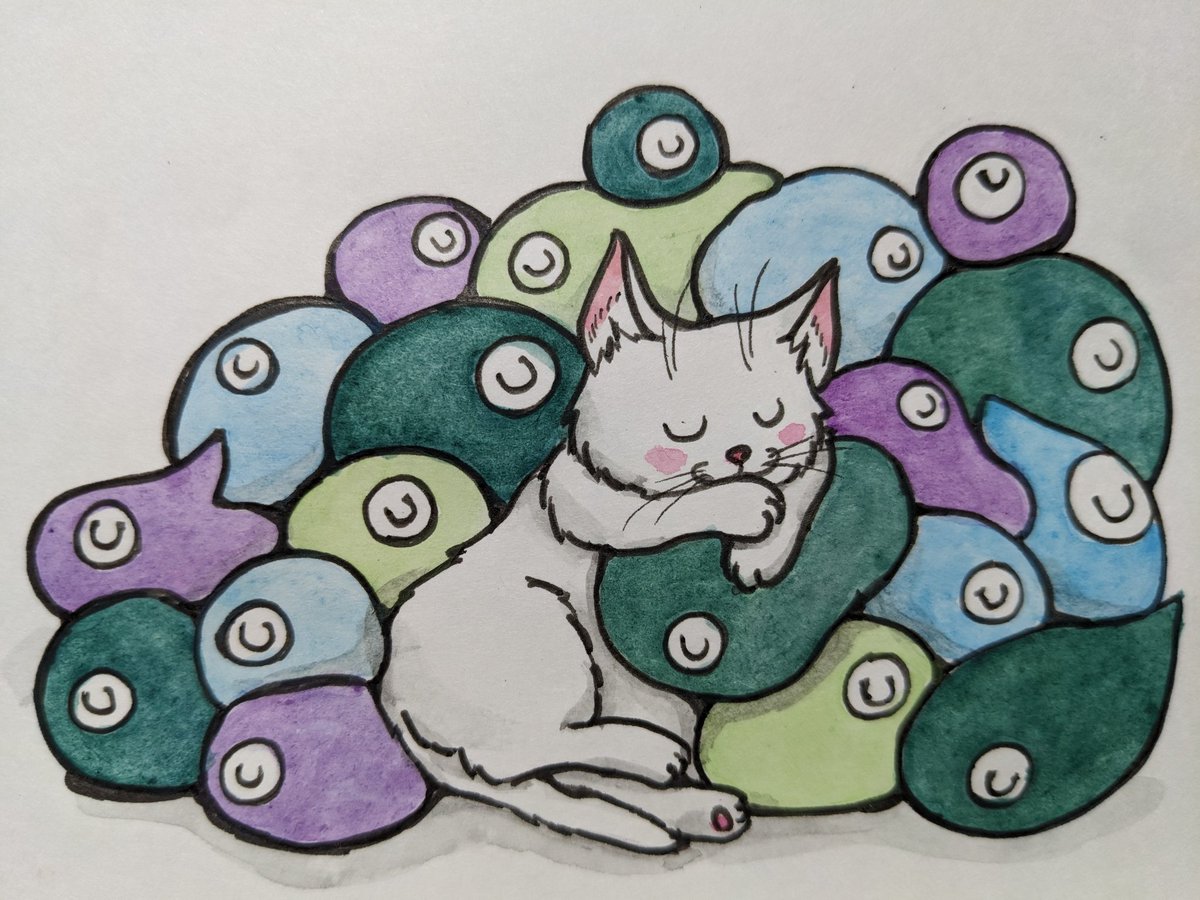 Happy #Caturday . 🤫
＃EXPO2025 🔴🔵⚪
Co−MYAKU🟣🟢🔵
 ＃pasericat 🐈💤