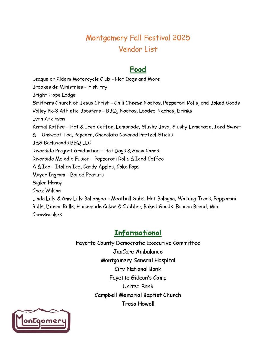 Tresa Howell For WV (@tresahowell4wv) on Twitter photo Stop by and enjoy the Montgomery Fall Festival! Stop by and enjoy the Montgomery Fall Festival!