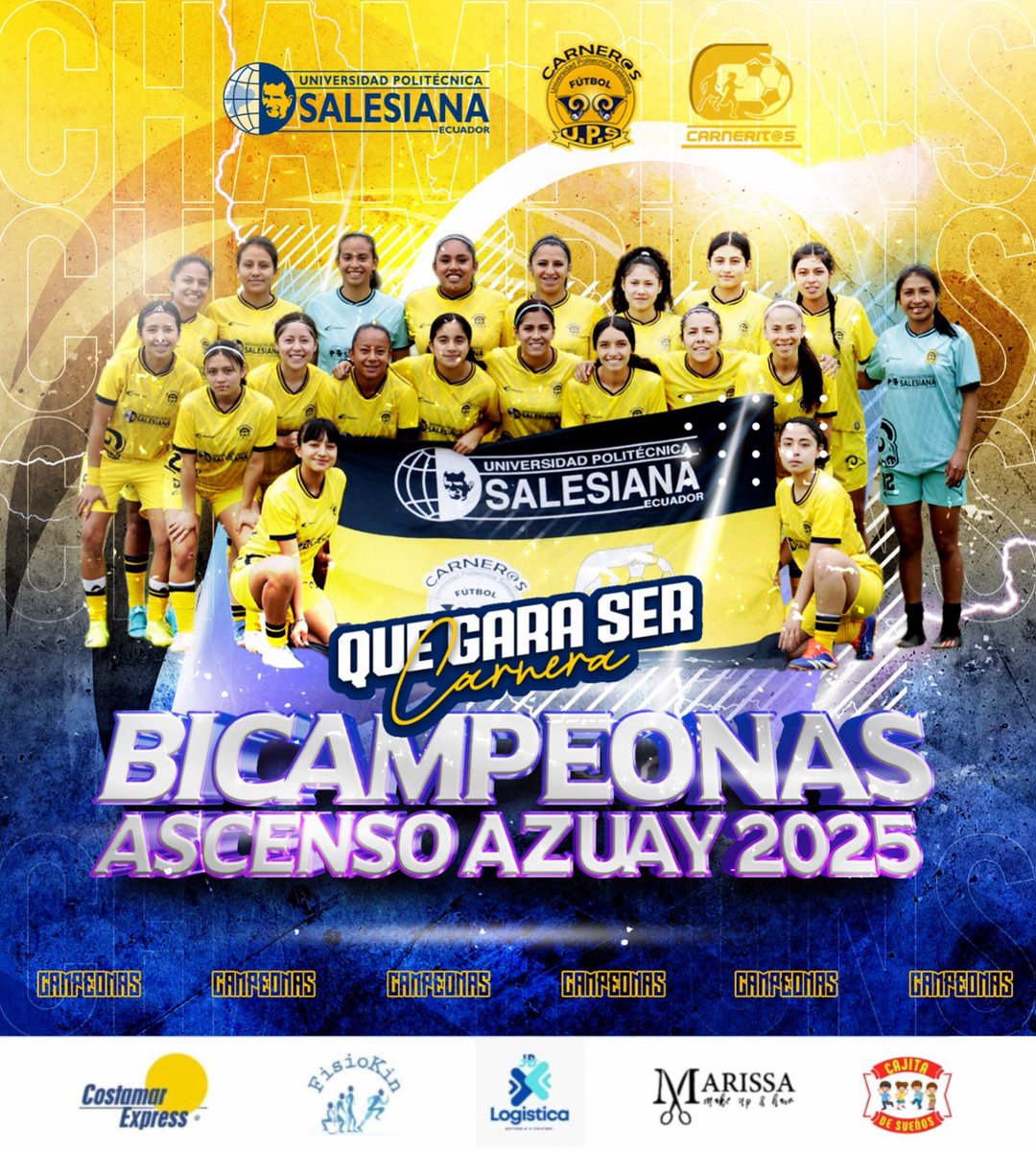 🏆🏆🤩

Paso a paso 💛💙

Por Azuay, por Cuenca 🫡

#somoscarneras
#miequiposalesiano
#elverdaderoproyectocuencano 
#Bicampeonas 

<a href="/upsalesianaec/">Universidad Politécnica Salesiana</a> <a href="/FEFecuador/">FEF 🇪🇨</a>  <a href="/czamoramatute/">Cristian Zamora M</a> <a href="/jotalloretv/">Jota Lloret Valdivieso</a>