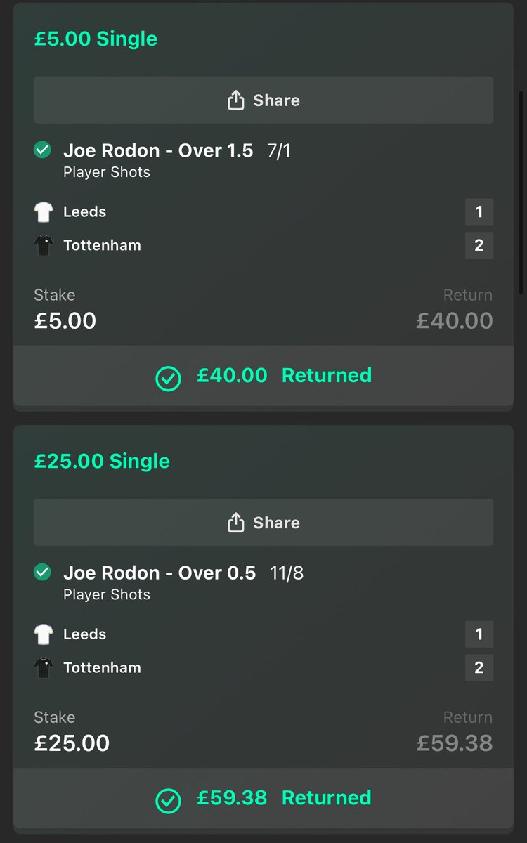 11/8 and 7/1 winners ✅

So unlucky not to be more