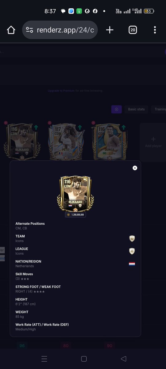 Player To Lookout For_
Just a reminder for any of you looking for a CDM 111 ovr Rijkaard could be a great option for you!He is avery balanced CDM who give you flexibility to play him at CM&amp;CB and he's less than 500M and dropping!
🔁+follow to get more updates⚽