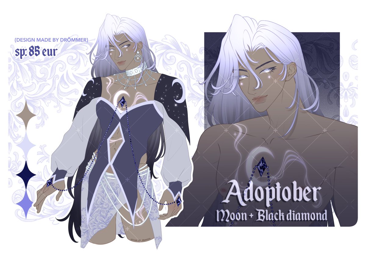 ✦ 𝑨𝑫𝑶𝑷𝑻𝑶𝑩𝑬𝑹 𝒅𝒂𝒚 𝟏 + 𝟐 ✦ 𝔪𝔬𝔬𝔫 &amp; 𝔟𝔩𝔞𝔠𝔨 𝔡𝔦𝔞𝔪𝔬𝔫𝔡

✠ 𝐒𝐏: 85 eur. Includes a NSFW version.

You can claim directly on Ko-fi!: ko-fi.com/s/93bc2d8999

ART AND DESIGN ME. 2025.

#adoptable #characterdesign #adopt #adoptdesign #setprice
