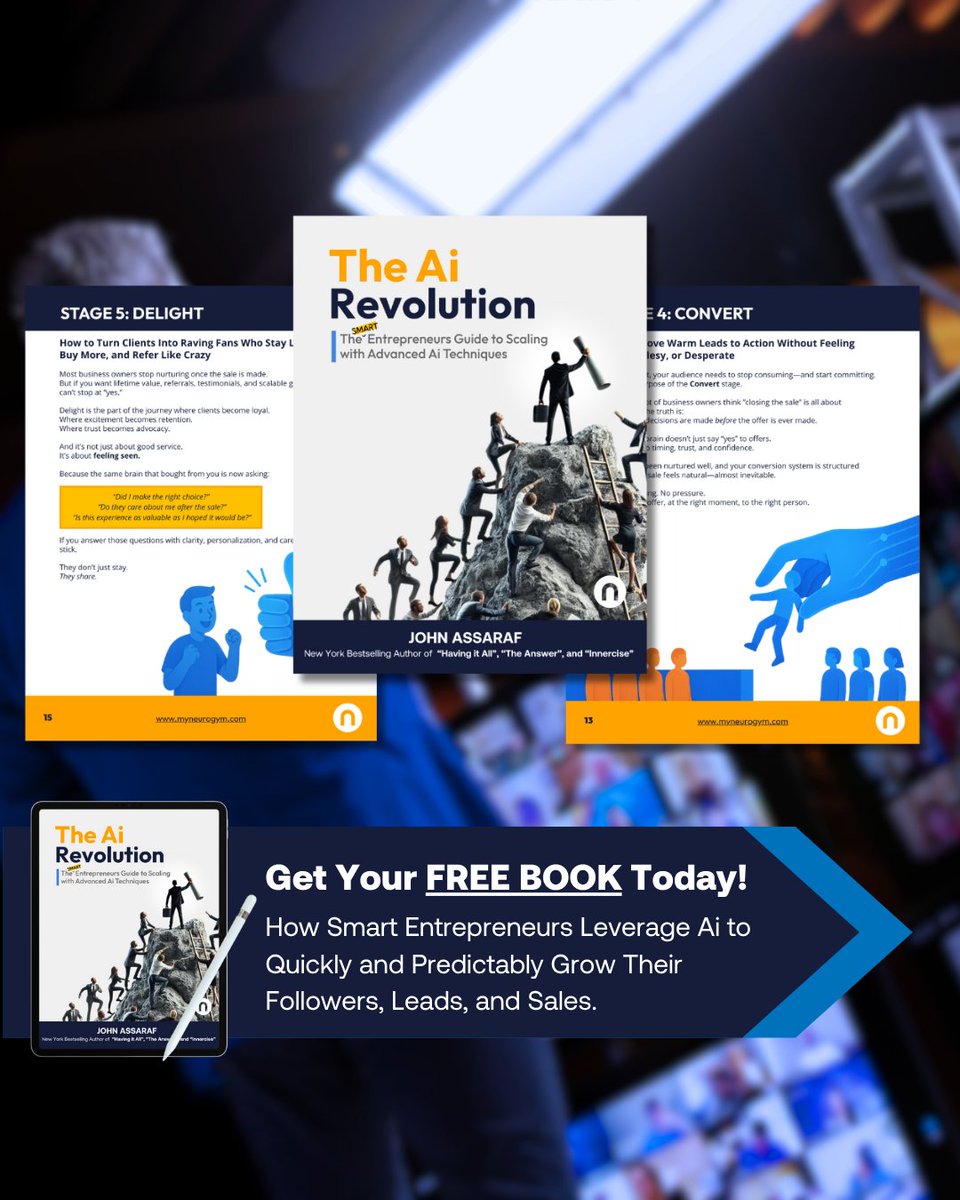 John Assaraf (@johnassaraf) on Twitter photo š Click the link to download your free copy today and finally cut through the noise. >> links.myneurogym.com/airevolutionTW
šµ Every week, a new Ai tool launches. Most entrepreneurs freeze, fight it, or chase shiny objects⦠and lose time.
Hereās the truth: Ai isnāt about tools, itās š Click the link to download your free copy today and finally cut through the noise. >> links.myneurogym.com/airevolutionTW
šµ Every week, a new Ai tool launches. Most entrepreneurs freeze, fight it, or chase shiny objects⦠and lose time.
Hereās the truth: Ai isnāt about tools, itās