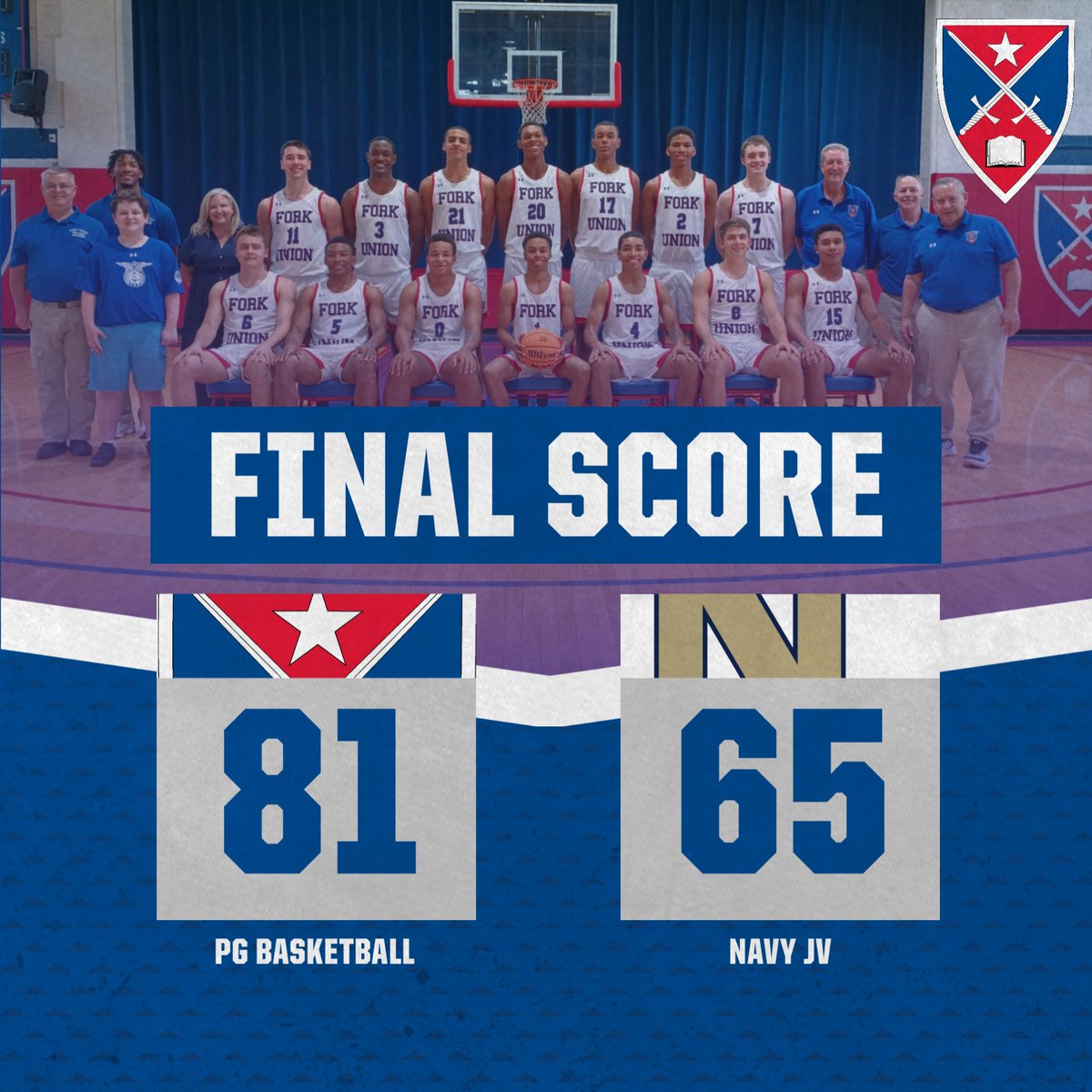 Final Score: Fork Union 81, Navy JV 65 

 @FUMAPGBball opens the season with a statement win on the road! 💪🏀

Top Scorers:
🔥 Jaiden Arnold – 18 pts
🔥 Keoni Sacco – 14 pts
🔥 Phoenix Sickles – 14 pts

#GoFUMA