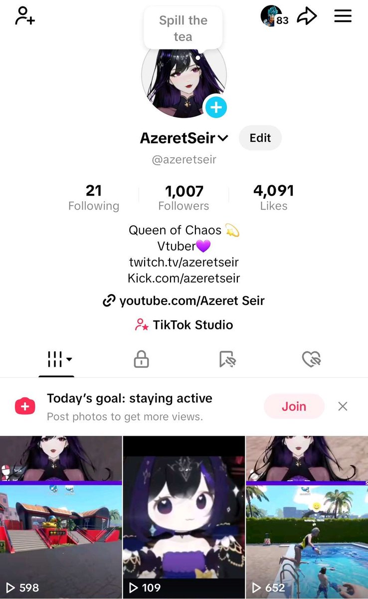 AzeretSeir's tweet image. Small Goals ✨
First 1k followers on TikTok
And that with lowest focus on that platform, using it only as additional way of marketing. 

Had multiple cool people showing in my streams and comment section on YT from here 💖 

It matters! ✨#VtuberGrowth #SlowProgress