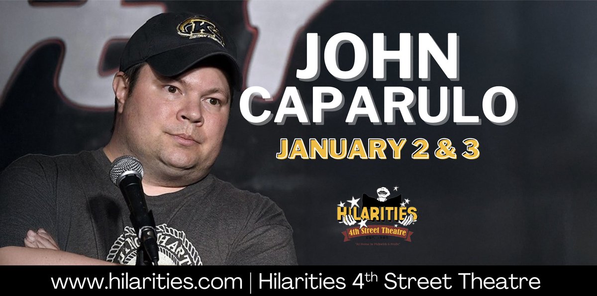 Pickwick & Frolic/ Hilarities 4th Street Theatre (@hilarities) on Twitter photo 🚨JUST ANNOUNCED🚨
<a href="/JohnCaparulo/">John Caparulo</a> will be at Pickwick & Frolic January 2 & 3!
🎟: hilarities.com/events/122789 🚨JUST ANNOUNCED🚨
<a href="/JohnCaparulo/">John Caparulo</a> will be at Pickwick & Frolic January 2 & 3!
🎟: hilarities.com/events/122789