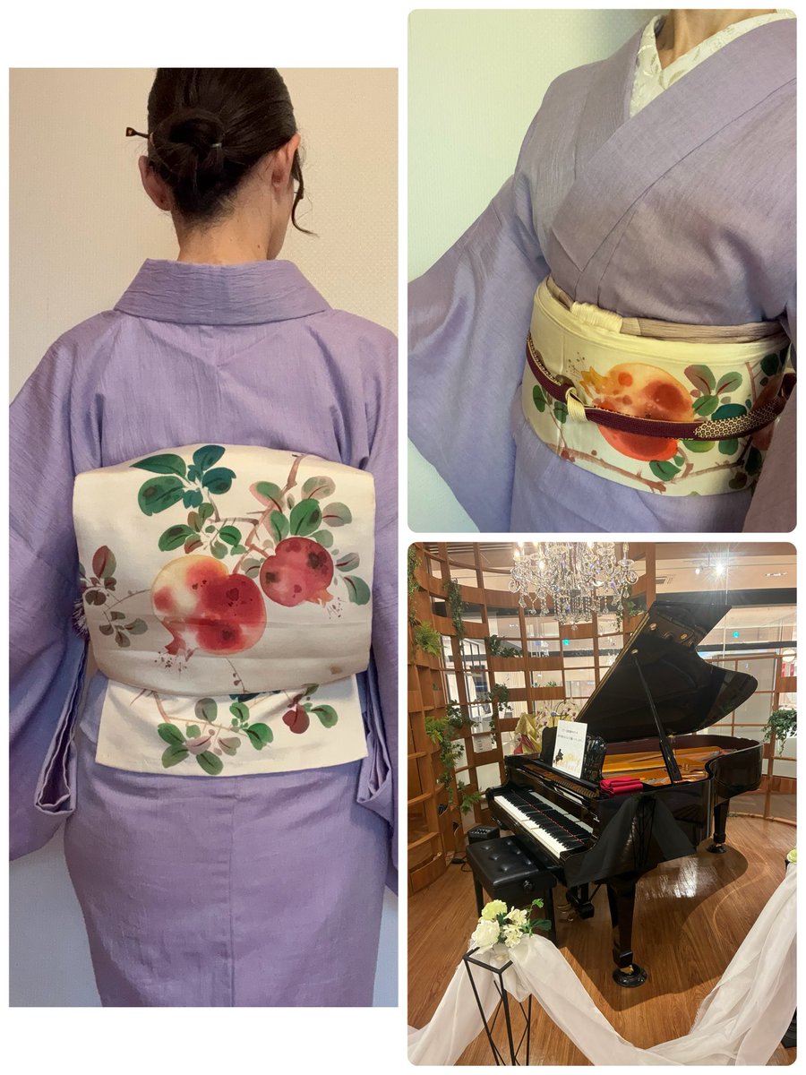 先日、家具屋さんへ行ってきた

2階にグランドピアノが置いてあり、ラグジュアリーなお店だった⤴︎
お高い家具😆
見るだけで帰宅よ

新之助上布に柘榴帯

#sakura着物2025 49