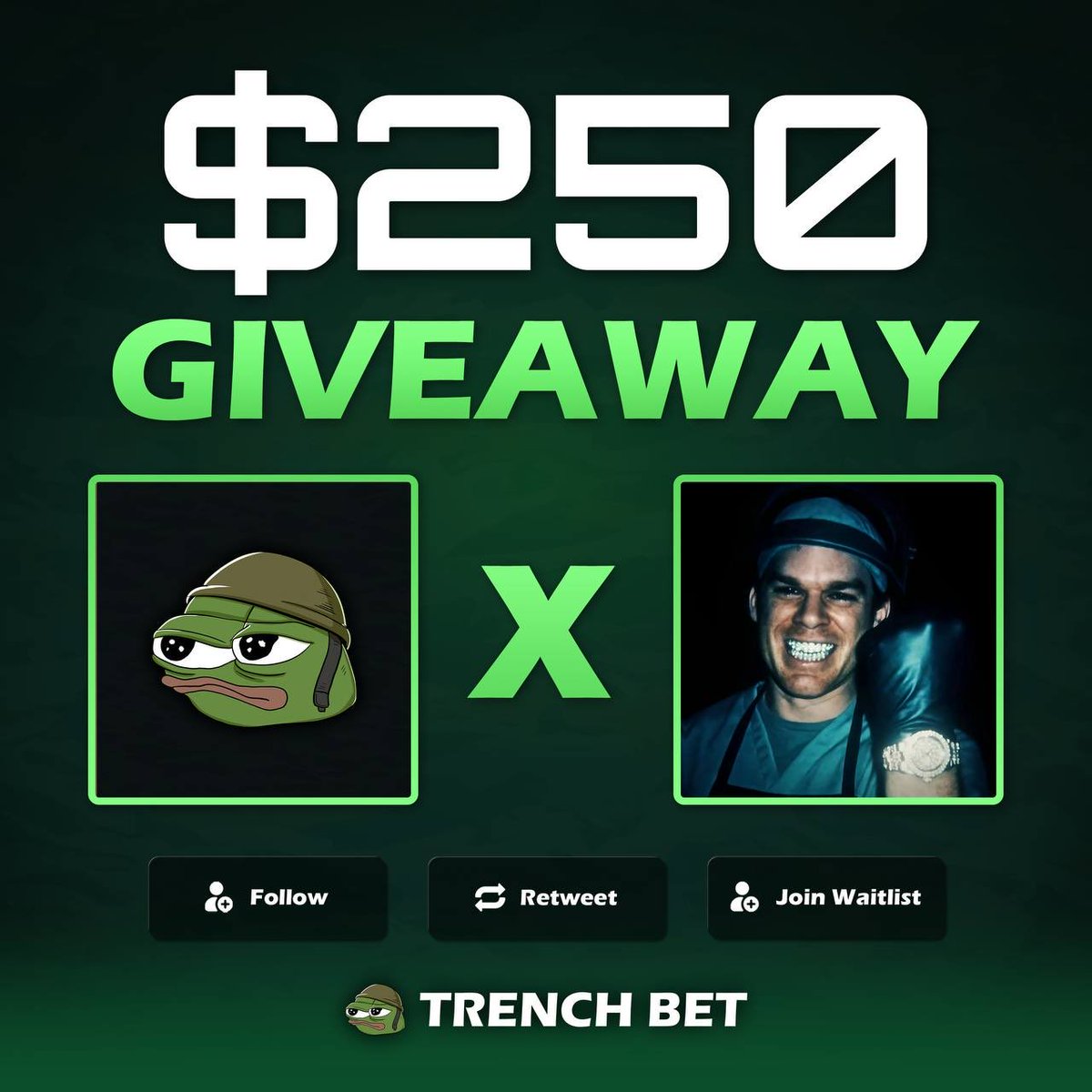 Jacksonquintonj's tweet image. 💰$250 Solana giveaway💰
- Follow @trenchbet & @Jacksonquintonj
- Like + RT + Tag some Buddys
- Sign Up here to trench bet 👉trenchbet.com/r/jonesy
Use Code “JONESY” & show proof in the comments!
2 Winners will be selected in 48 Hours