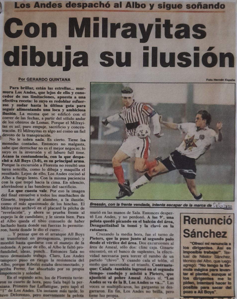 Los Andes ante All Boys en el estadio Islas Malvinas.
⬇️ 1 victoria en las primeras 24 visitas (8 empates-15 derrotas): 3-0 en Primera B Nacional 1999/00.
⬆️ 2 victorias en las últimas 2 visitas: 2-1 en Primera B Nacional 2016 y 1-0 en Primera B Nacional 2016/17.